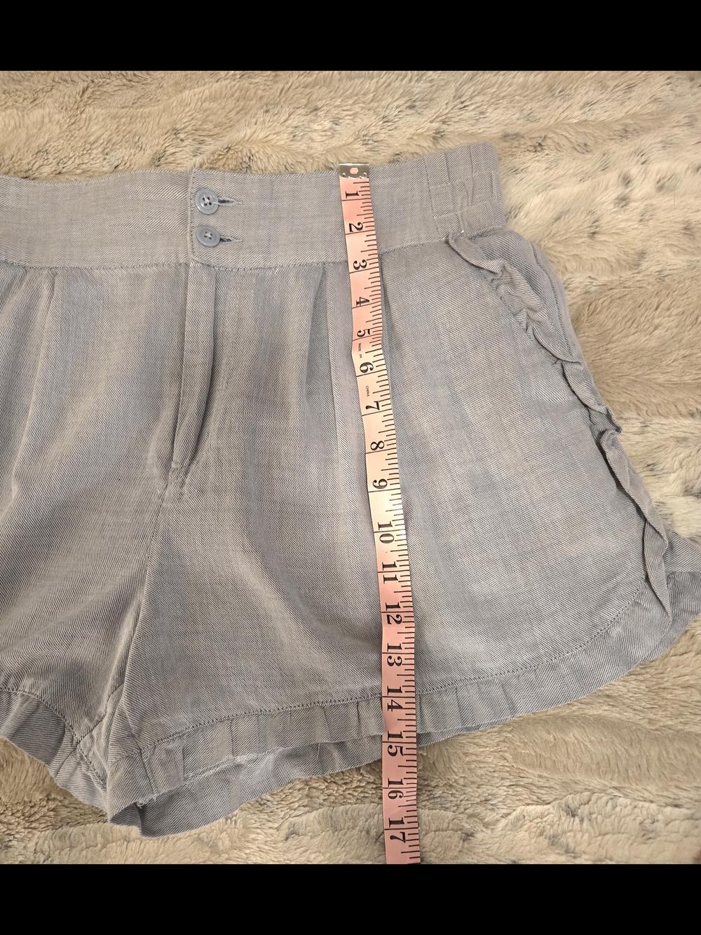 Who What Wear Light Blue High-Waist Ruffled Shorts - Picture 6 of 6